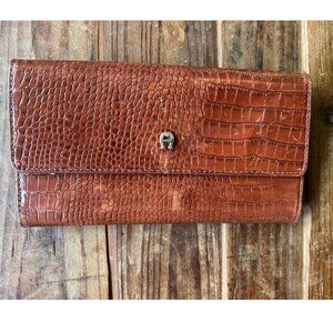 Etienne Aigner Croc Embossed Leather Wallet